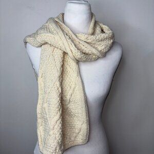 Aran Sweater Market Keating Clan Scarf Ivory 100% Merino Wool Ireland